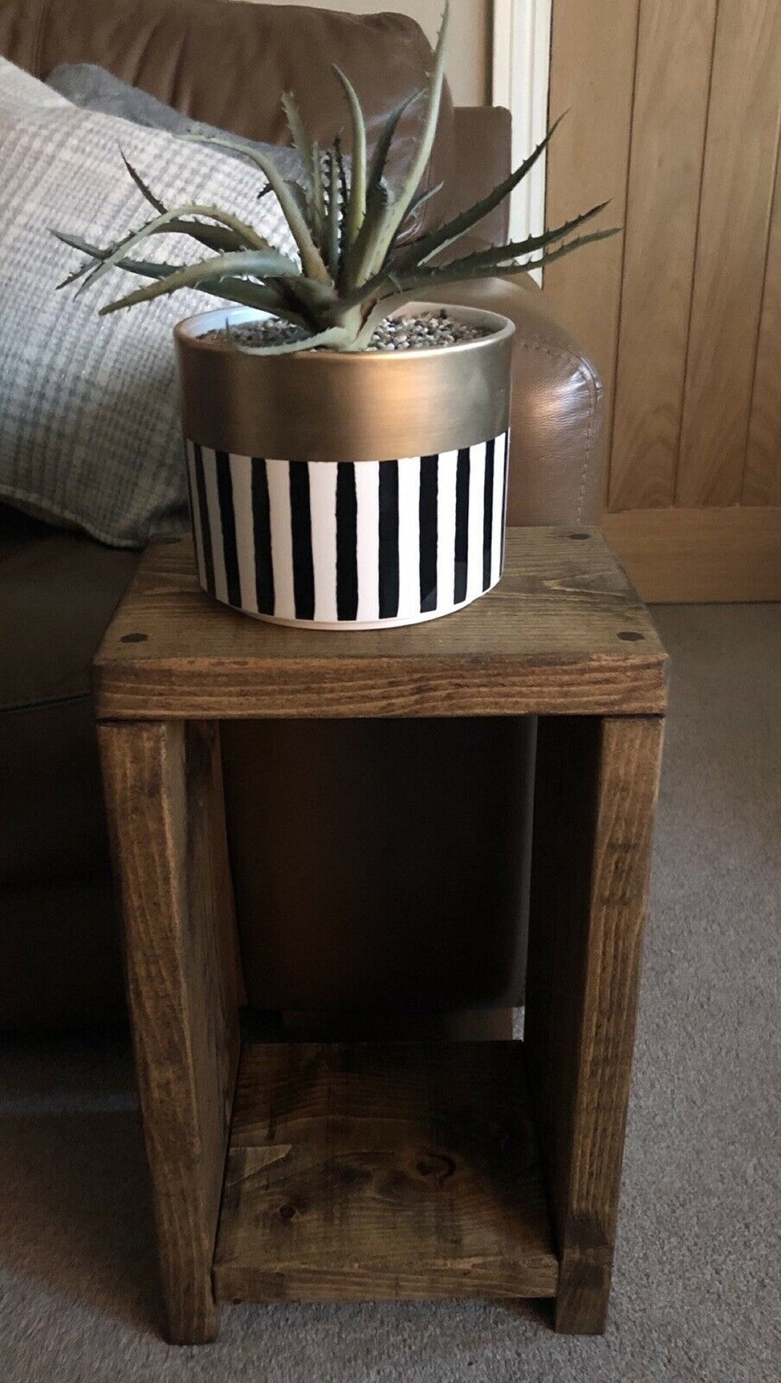 Rustic Pine Side Table Tall side table Bedside table Wooden Etsy