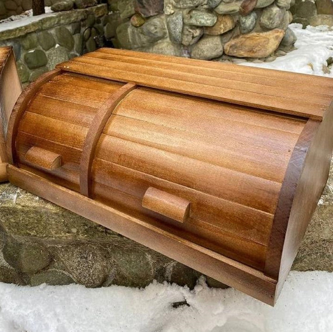 Wooden bread box Vintage Wooden Bread Box Large bread bin Etsy