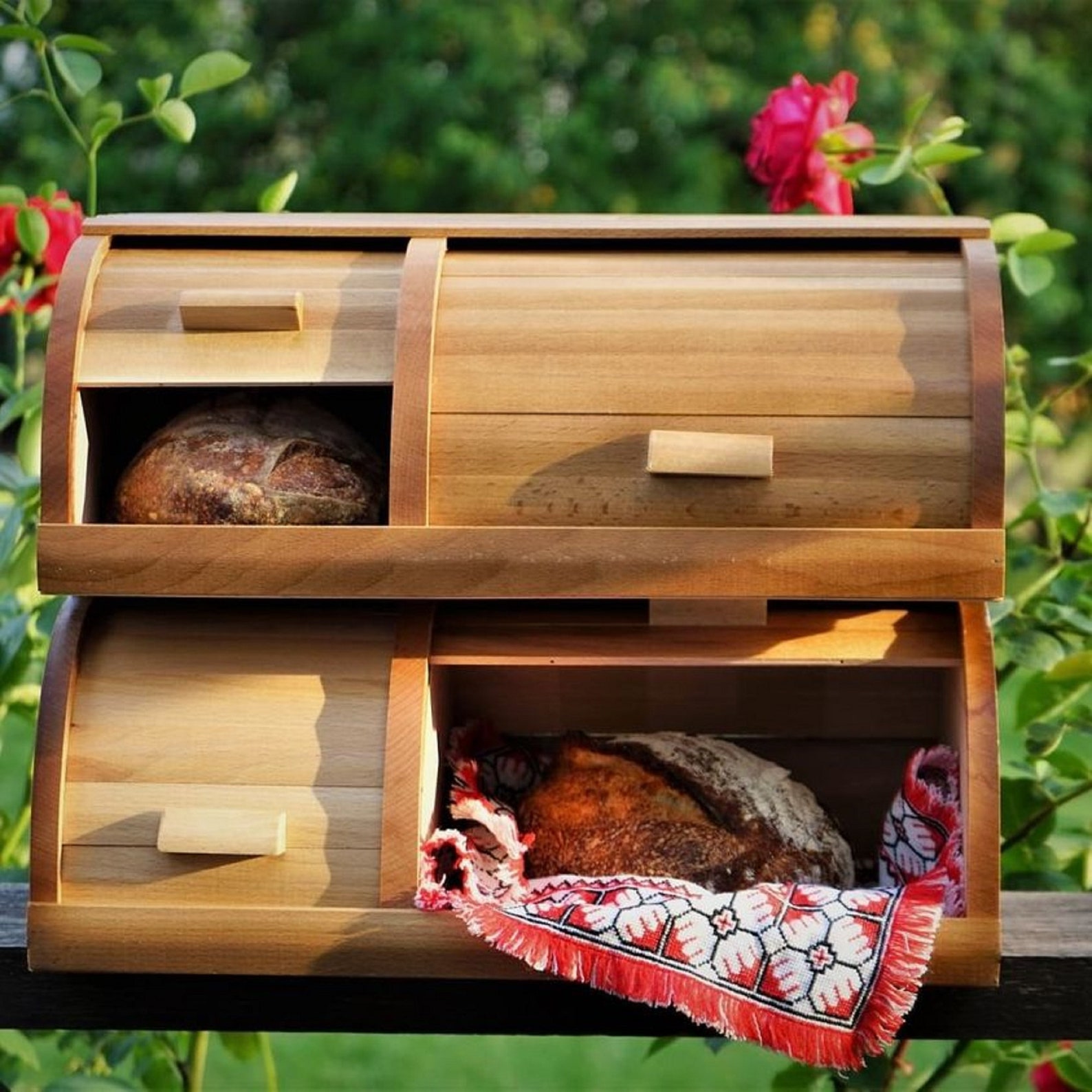 Wooden bread box Vintage Wooden Bread Box Large bread bin Etsy