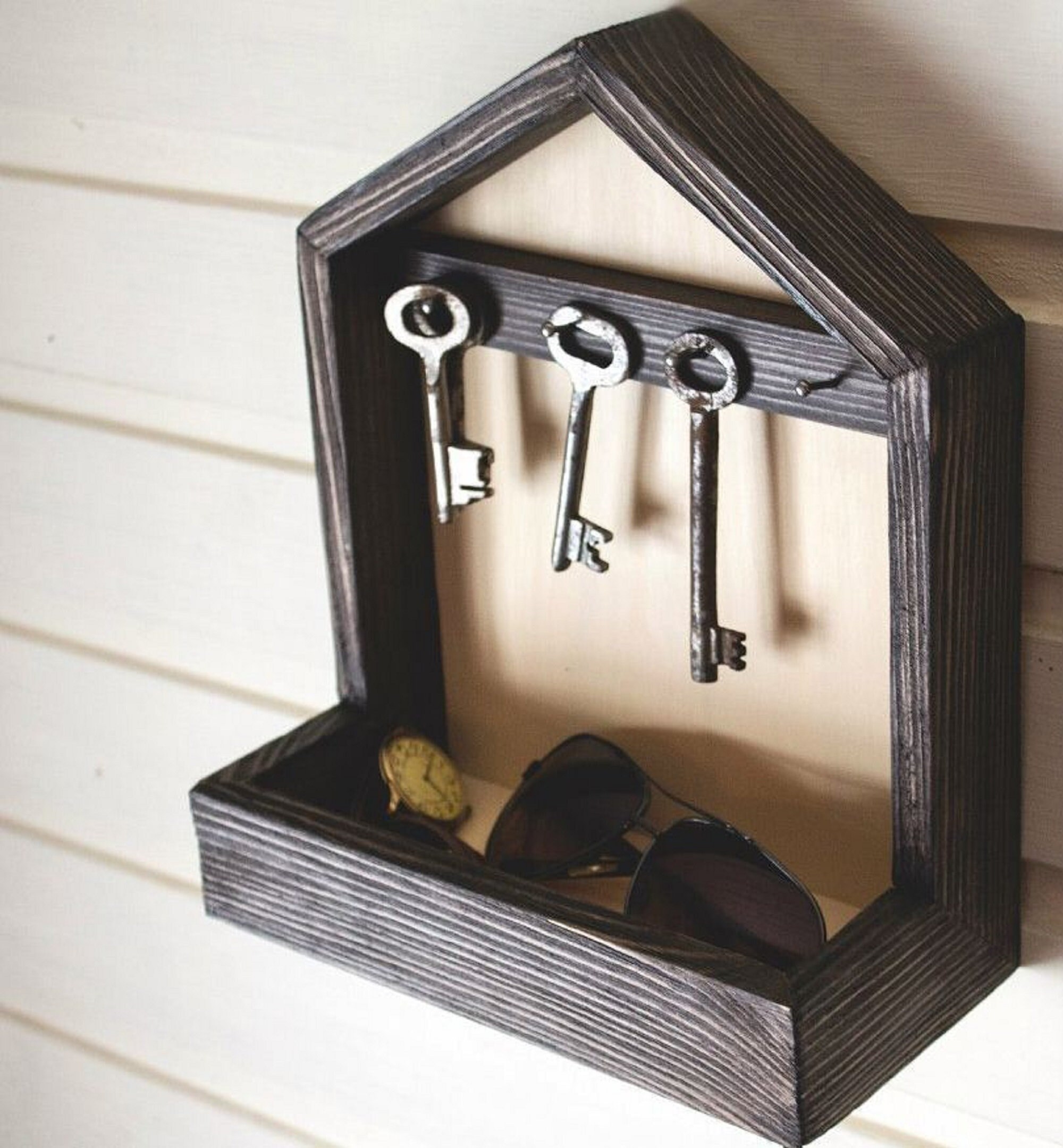Wood Key Holder for Wall Key storage box Key holder Wooden Etsy