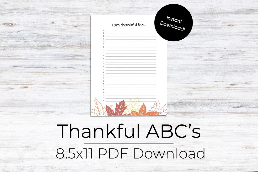 Thankful Abcs Printable - Etsy