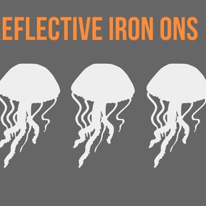 Jellyfish medusa reflective iron on decals, reflective patches, reflective heat transfer appliques for clothing or shoes