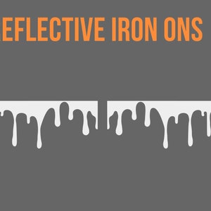 Drip reflective iron on decals, reflective patches, reflective heat transfer appliques for clothing or shoes