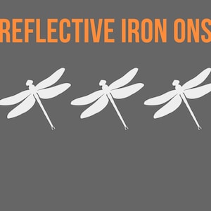 Dragonfly reflective iron on decals, reflective patches, reflective heat transfer appliques for clothing or shoes