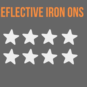 Stars reflective iron on decals, reflective patches, reflective heat transfer appliques for clothing or shoes