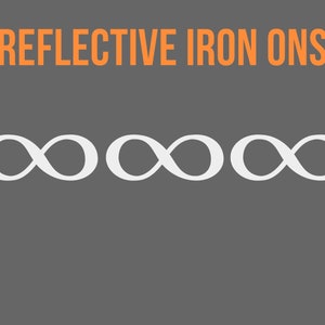 Infinity symbol reflective iron on decals, reflective patches, reflective heat transfer appliques for clothing or shoes