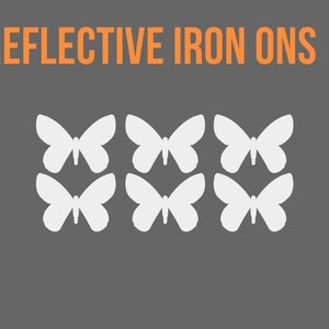 Butterfly reflective iron on decals, reflective patches, reflective heat transfer appliques for clothing or shoes