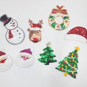 Mini Sequin Christmas Patches – Festive Sparkle for Every Project!