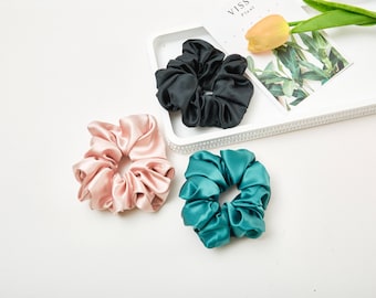 Mulberry Silk Scrunchie, Soft Silk Curly Hair Scrunchie, Thick Curly Hair Tie Accessories Scrunchies