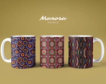 "Pearls" Coffee Mug - African Mug - Inspired by East African bead patterns - Dishwasher safe - Gift - Afro