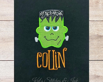 Boy's Personalized Frankenstein Embroidered Halloween Shirt