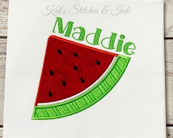 Personalized Watermelon Embroidered Appliqué Shirt - Kids Summer Top