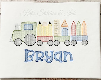 Monogrammed Train Back To School Shirt - Embroidered First Day Outfit