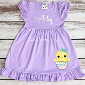 Personalized Girl Chick Easter Day Dress/Toddler Outfit/Ruffle Dress/Girl Easter Dress/Monogram Dress/Applique Easter Dress/Easter Gift