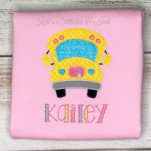 Monogrammed Back To School Yellow Bus Shirt/Embroidered 1st Day Of School/Girl School Shirt/Back To School Outfit/Homeschool Outfit