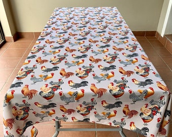 Rooster Vintage Reproduction Cotton Tablecloth 52 inch