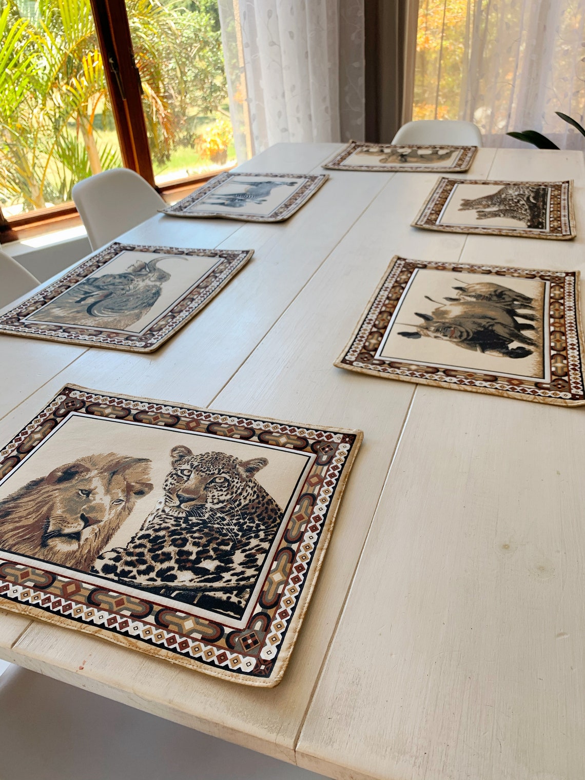 African Big 5 Wildlife Placemats set of 8 Fabric Padded Etsy