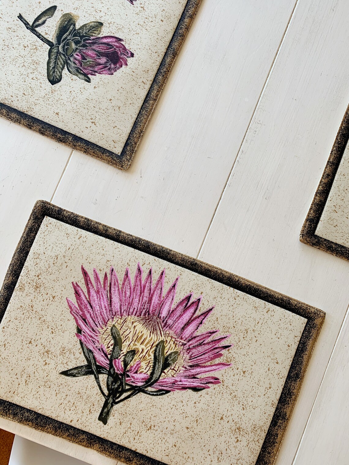 South African Protea Placemats set of 4/6/8 Floral Protea Etsy