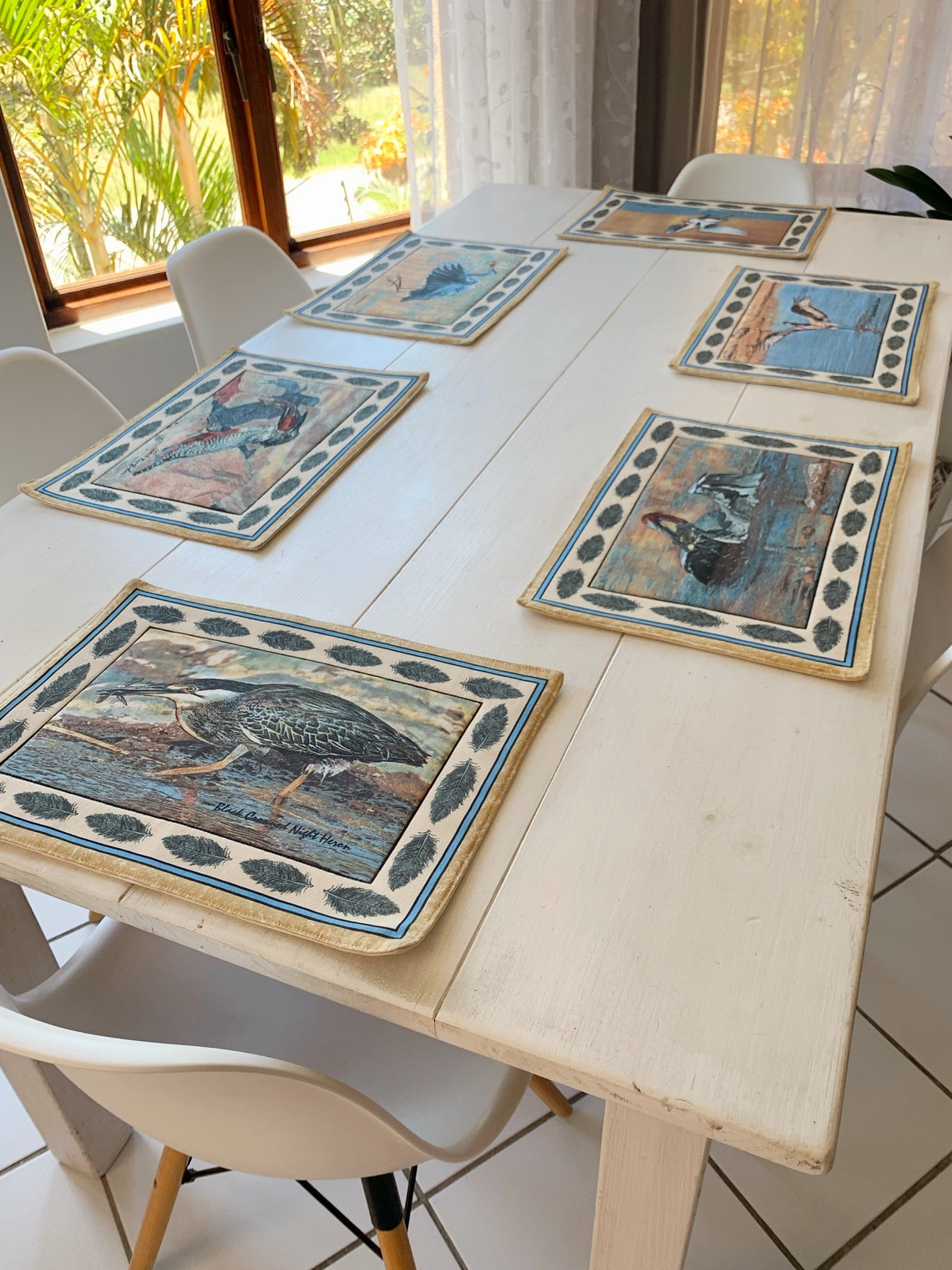 South African Birds Placemats set of 6 Blue Fabric Padded Etsy