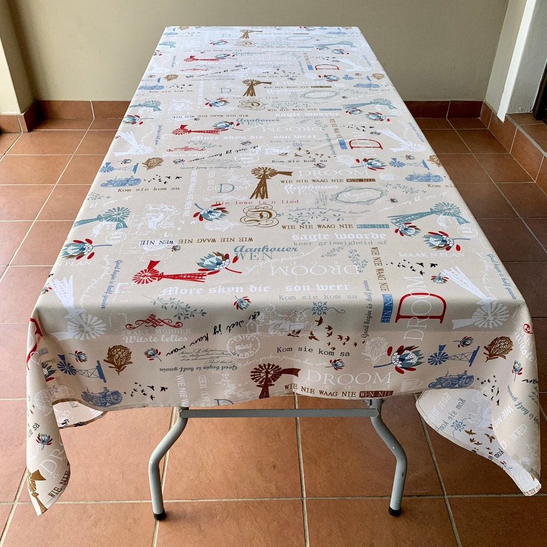 South African Farmhouse Tablecloth Afrikaans Windmills