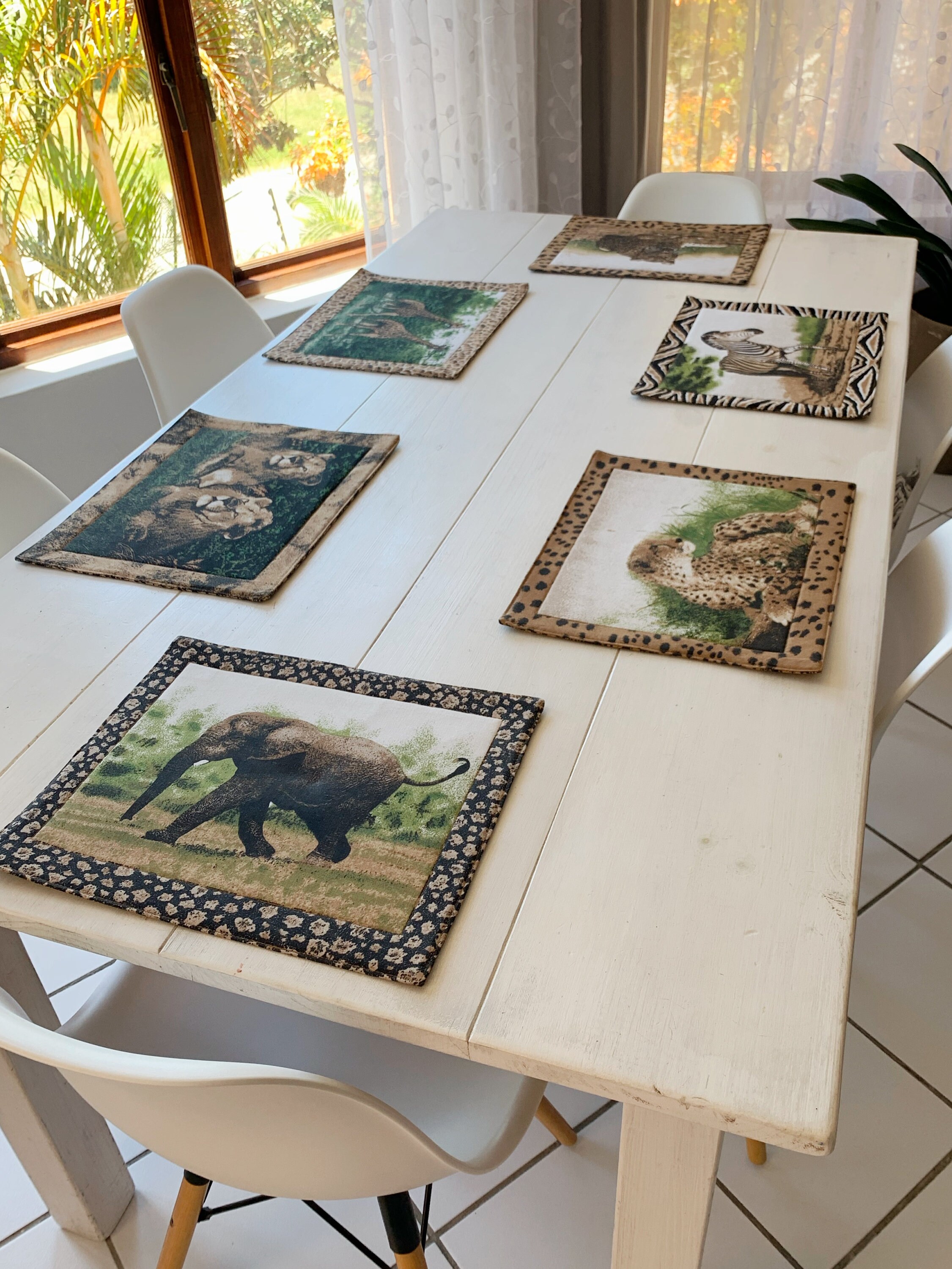 African Big 5 Wildlife Placemats Set of 6 Reversible Etsy