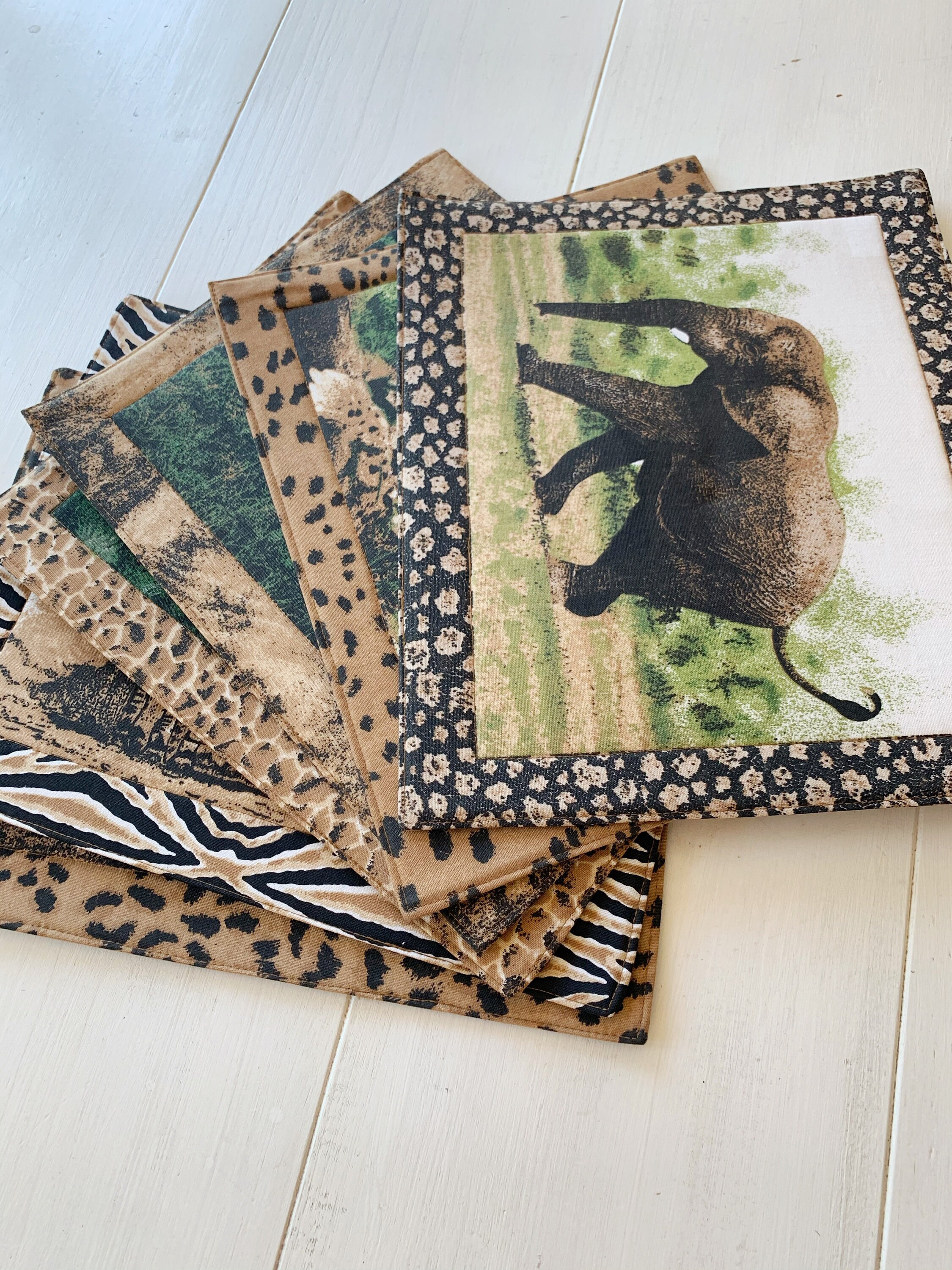 African Big 5 Wildlife Placemats Set of 6 Reversible Etsy