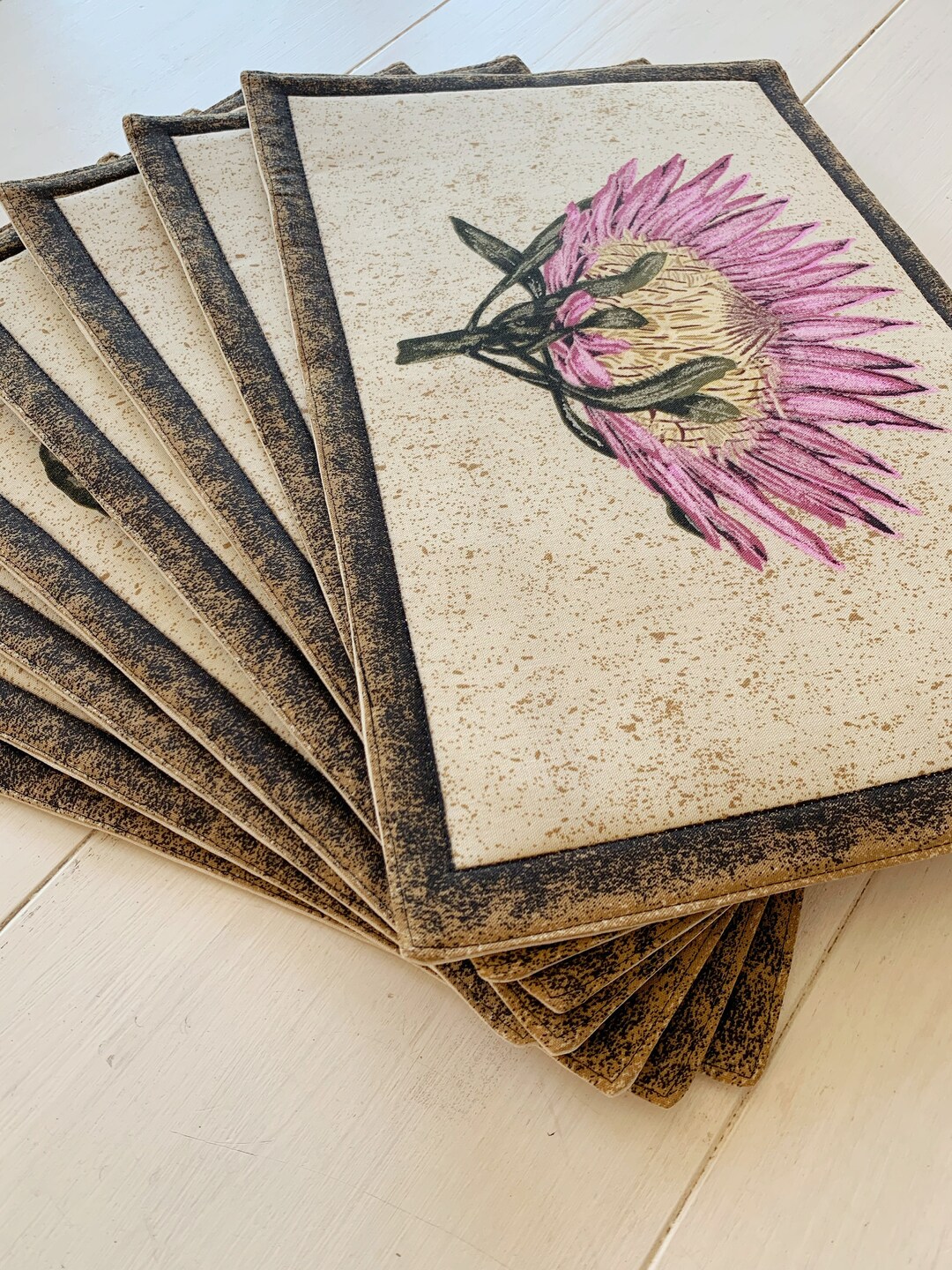 South African Protea Placemats set of 4/6/8 Floral Protea Etsy