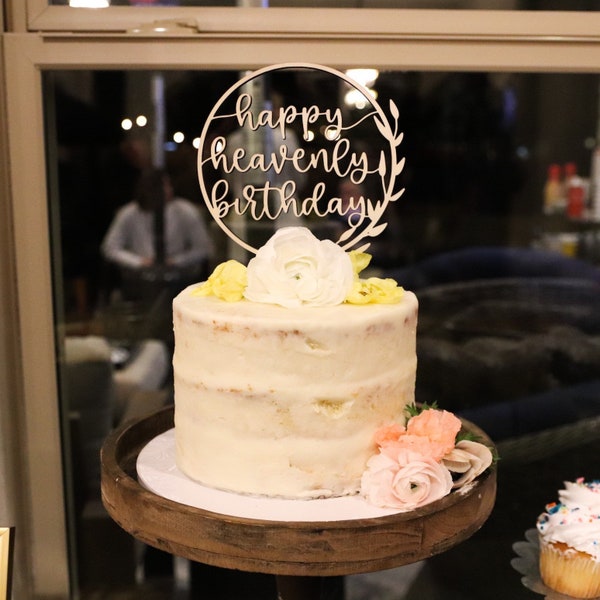 Heavenly Birthday Cake Topper | Custom Cake Topper | Memorial Birthday Cake Topper | Heavenly Birthday | Birthday Cake Topper |