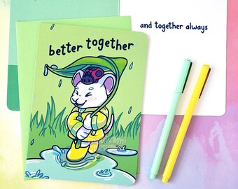 Kawaii Best Friends Greeting Card | Cute Mouse Anniversary Card | Ladybug Friend Friendship Day Card