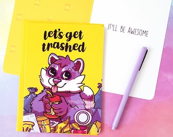 Cute Raccoon Greeting Card | Kawaii Birthday Card | Punny Card | Let's Get Trashed | Trash Panda