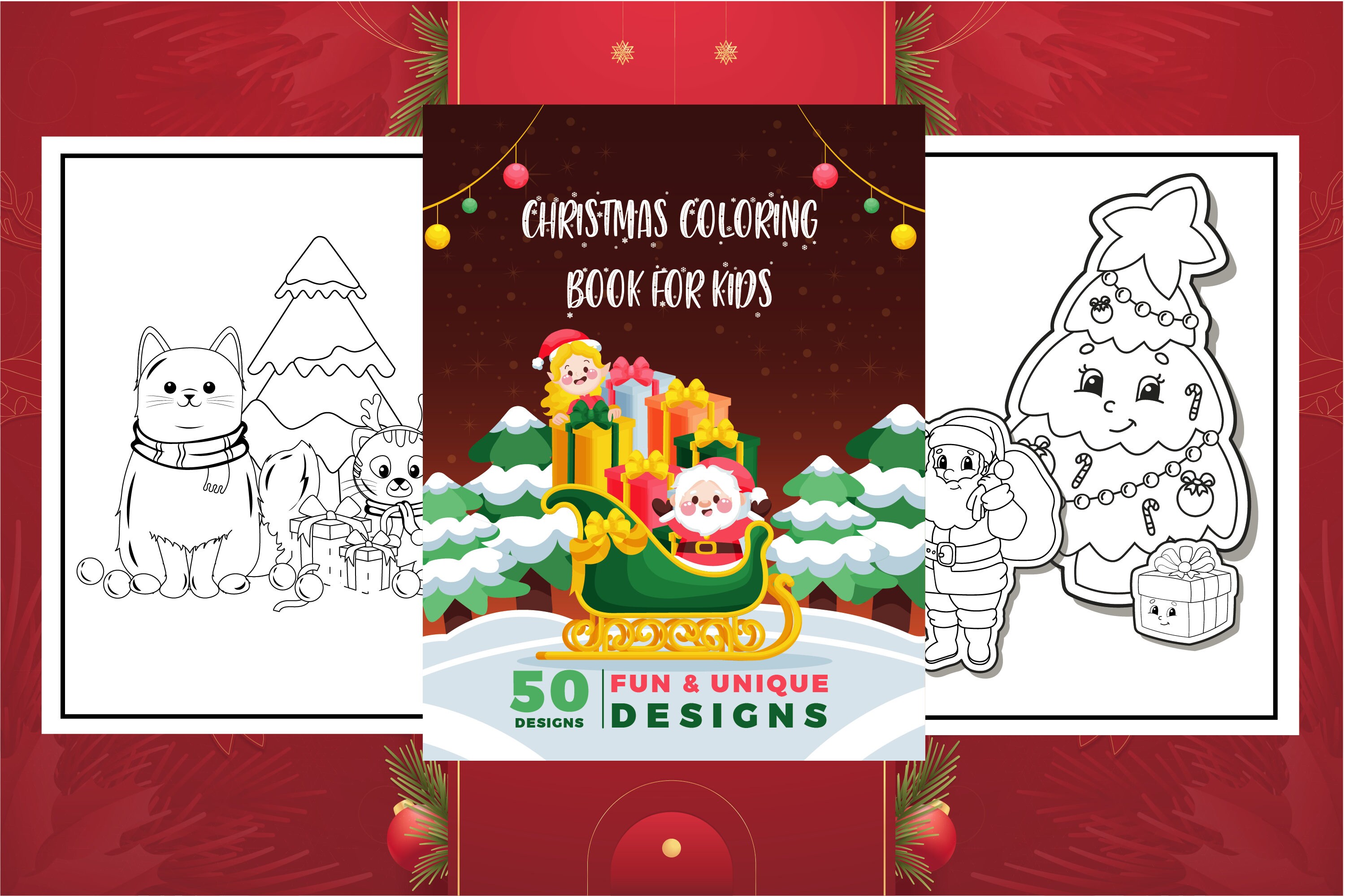 Download KDP Christmas coloring book Interior for kids Amazon | Etsy