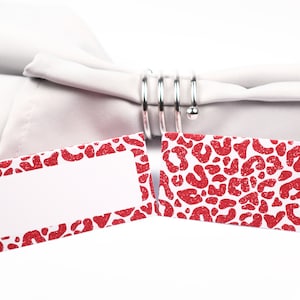 Naam Place Card, Red Leopard Table Setting, Guest Seating Arrangement, Table Decor, Buffet Food Label, Tent Folded / Style 20