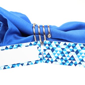 Naam PlaatsKaart, Blauwe Tafelsetting, Gastenverblijf Arrangement, Tafeldecor, Buffet Voedsel Label, Tent Gevouwen /Stijl 4