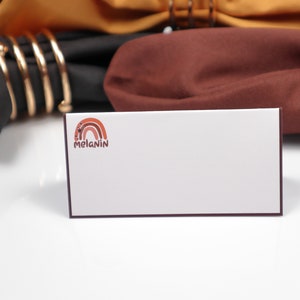 Name Place Card, Melanin Rainbow Tafelsetting, Gastenverblijf Arrangement, Tafel decor, Buffet Voedsel Label, Tent Gevouwen / Stijl 2