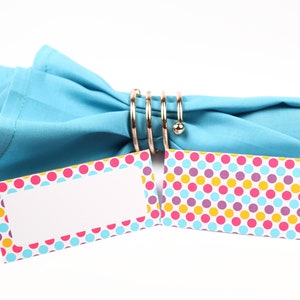 Naam Plaats Kaart, Zomer Dots Tafelsetting, Gastenverblijf Arrangement, TafelDecor, Buffet Food Label, Tent Opgevouwen / Stijl 2