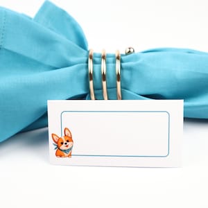 Name Place Card, Corgi Dog Table Setting, Guest Seating Arrangement, Table Decor, Buffet Food Label, Tent Folded /Style 25