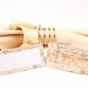 Naam Plaatskaart, Geel-Gouden Vintage Tafelsetting, Gastenzitting Arrangement, Tafel Decor, Buffet Food Label, Tent Opgevouwen / Stijl 11