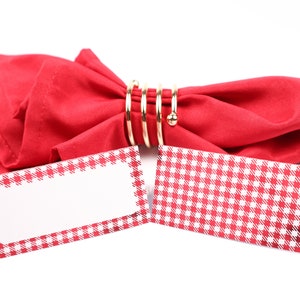 Naam Place Card, Picknick Gingham Tafel Setting, Gast Zitplaatsen Arrangement, Tafel Decor, Buffet Food Label, Tent Opgevouwen / Stijl 27