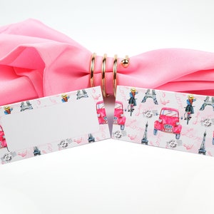 Parijs Naam Place Card, Franse fietstafel instelling, Gast zitplaatsen opstelling, Tafel Decor, Buffet Food Label, Tent opgevouwen / Stijl 9