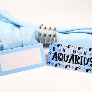 Naam Plaats Kaart, Aquarius Ombre Zodiac Celestial, Tafel dekken, Gasten zitplaatsen Arrangement, Table Decor, Buffet Food Label, Tent Opgevouwen