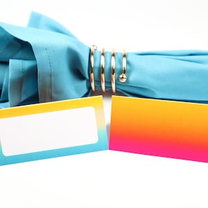 Name Place Card, Ombre Zomer Zonsondergang Tafelsetting, Gasten zitplaatsen Arrangement, Tafel Decor, Buffet Food Label, Tent Gevouwen / Stijl 9