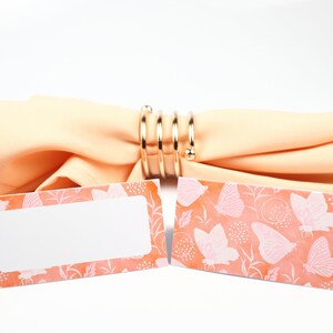 Name Place Card, Oranje vlinders Tafelsetting, Gastenverblijf arrangement, Tafel Decor, Buffet Food Label, Tent Gevouwen / Stijl 17