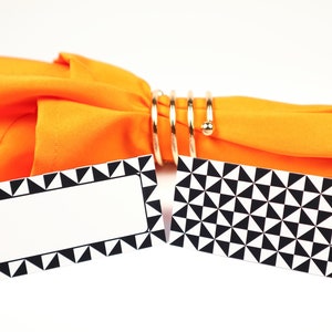Naam Plaatskaart, Zwart-wit Tafelsetting, Gastenzitting Arrangement, Tafeldecor, Buffet Food Label, Tent Opgevouwen / Stijl 5