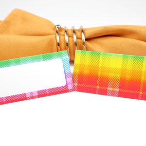 Naam Plaatskaart, Regenboog Tafelsetting, Gastenverblijf Arrangement, Tafeldecor, Buffet Voedsel Label, Tent Opgevouwen /Stijl 10