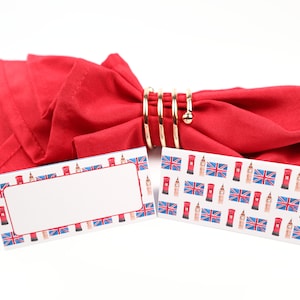 Nom Place Card, UK Union Jack Table Setting, Guest Seating Arrangement, Table Decor, Buffet Food Label, Tent Folded /Style 1
