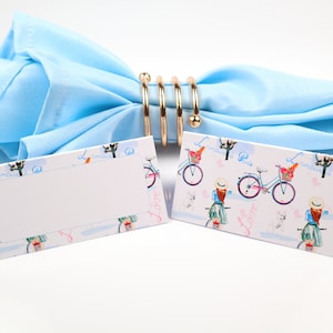 Parijs Naam Place Card, Franse fietstafel instelling, Gast zitplaatsen opstelling, Tafel Decor, Buffet Food Label, Tent opgevouwen / Stijl 8