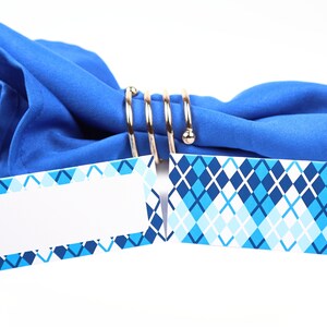 Naam Plaatskaart, Blauwe Tafelsetting, Gastenverblijf Arrangement, Tafeldecor, Buffet Voedsel Label, Tent Opgevouwen /Stijl 3
