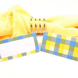 Naam Plaats Kaart, Zomer Plaid Tafelsetting, Gasten zitplaatsen Arrangement, Tafel Decor, Buffet Food Label, Tent Opgevouwen / Stijl 6