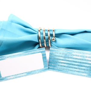 Name Place Card, Zomer Blauwe Tafelsetting, Gastenverblijf Arrangement, Tafeldecor, Buffet Voedsel Label, Tent Opgevouwen /Stijl 8