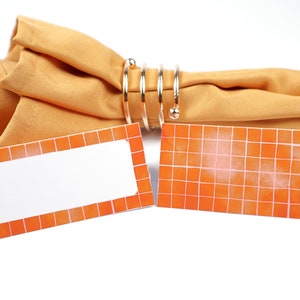 Naam Place Card, Herfst Verbrande Oranje Tafel Setting, Gast Zitplaatsen Arrangement, Tafel Decor, Buffet Food Label, Tent Gevouwen / Stijl 5